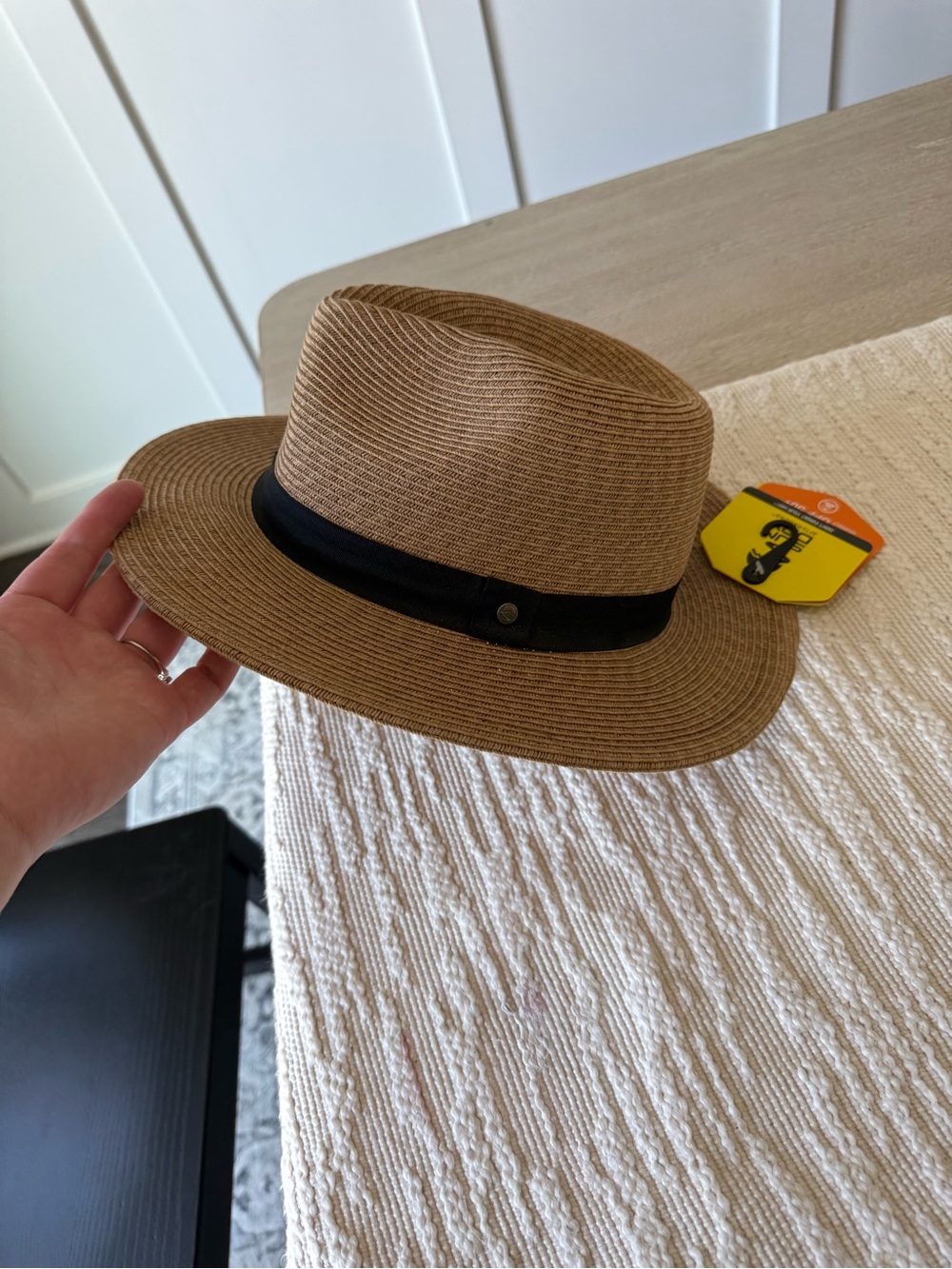 Sundry Tan Straw Fedora with Black Band
